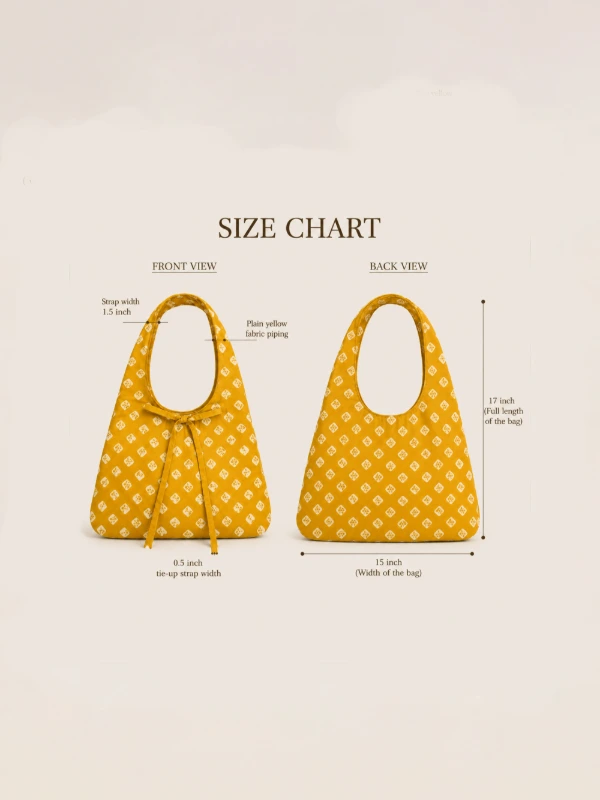 Yellow Bandhani Printed Hobo Bag 5