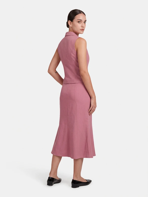 Peach Formal Waistcoat And Skirt Co-Ord Set 3