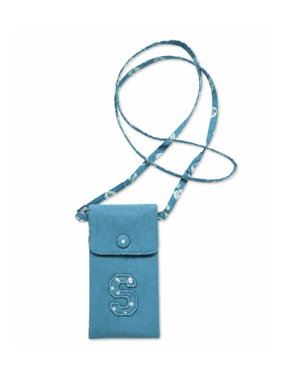 Personalized Blue Bandhani Print Crossbody Phone Pouch 2