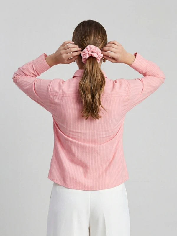 Peach Stripe Hair Scrunchie 2