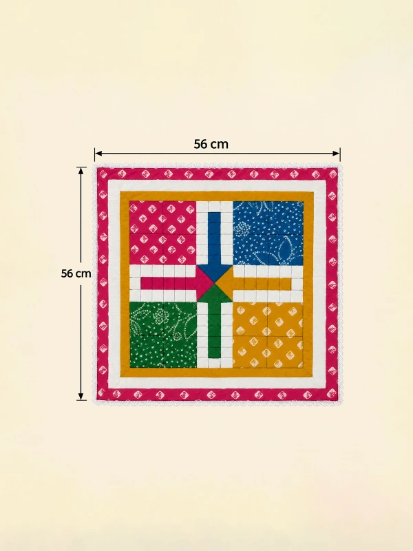 Multi-Colored Bandhani Printed Fabric Ludo Board Game 3