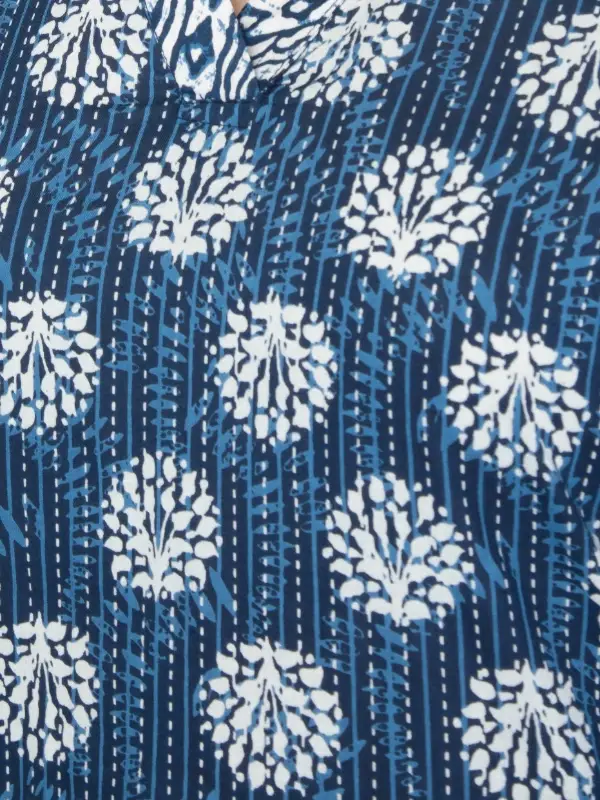 Indigo Cotton Straight-Cut Printed Kurta With Pant Set 6