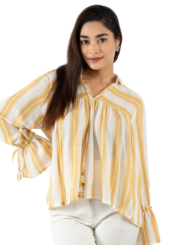 Yellow Striped Ploy Cotton Top 3