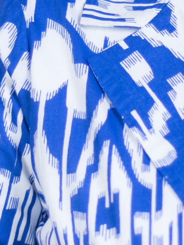 Blue Ikat Printed Cotton Skort For Women 7