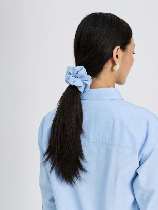 Light Blue Stripe Hair Scrunchie 2
