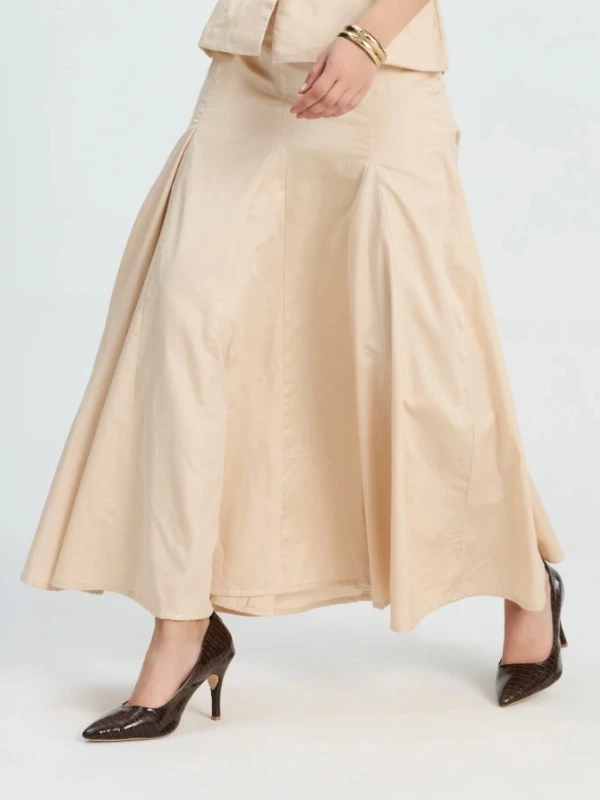 Beige Paneled Long Formal Skirt 3