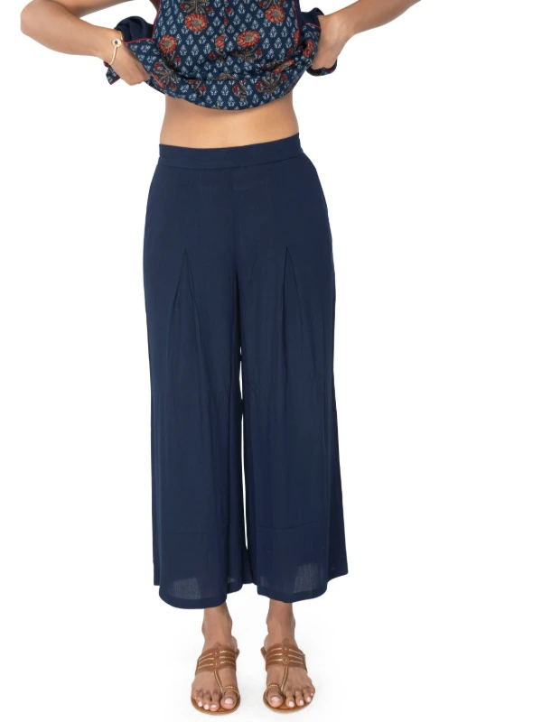 Indigo Paneled Kurta With Pant Ethnic Set 6