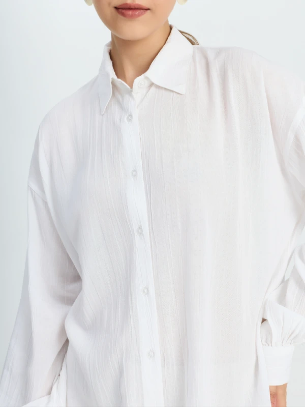 White Oversized Formal Shirt For Women 6