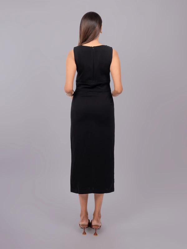 Black Formal Sleeveless Sheath Dress 3