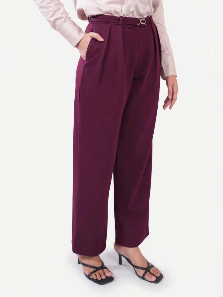 Maroon Straight Pants