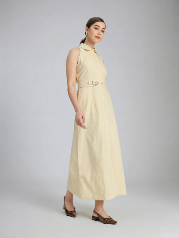 Yellow Halter Neck A-line Dress For Women 3