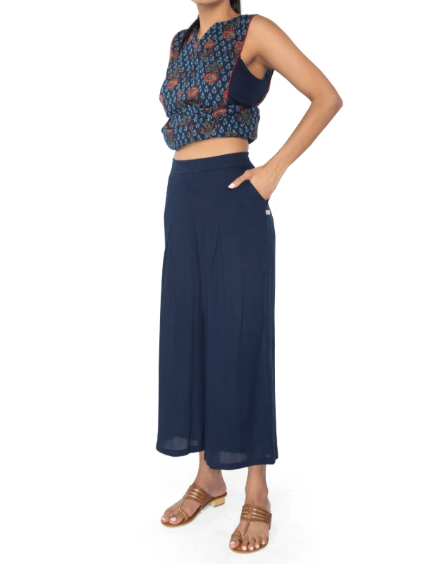 Indigo Paneled Kurta With Pant Ethnic Set 4