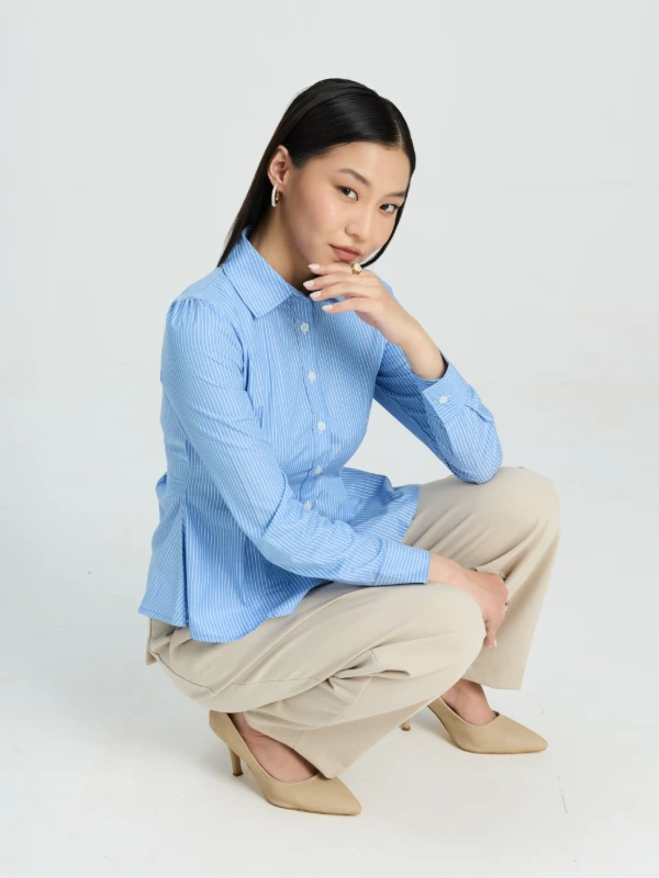 Striped fit flare formal shirt 2