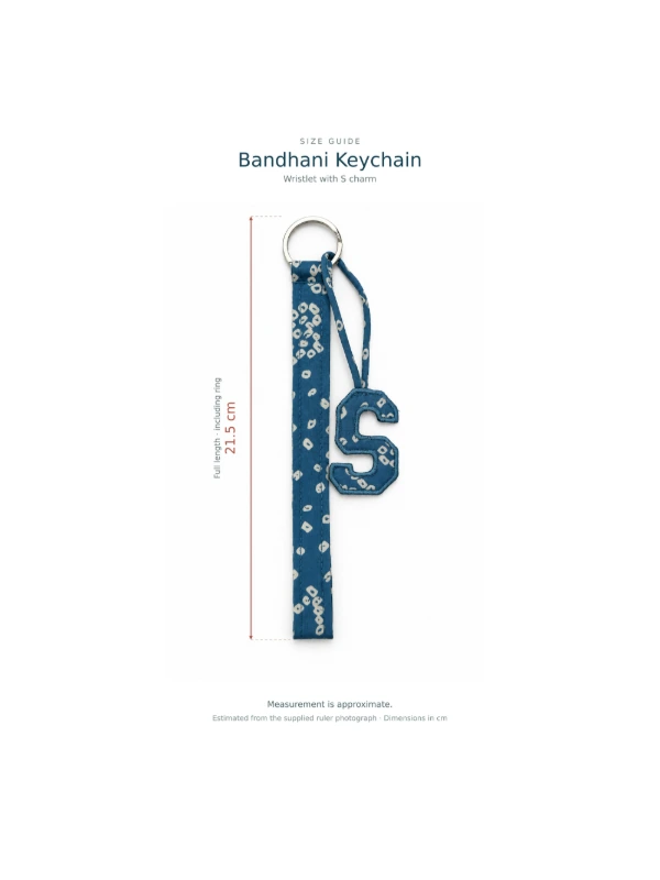 Blue Bandhani Customizable Letter Keychain 3