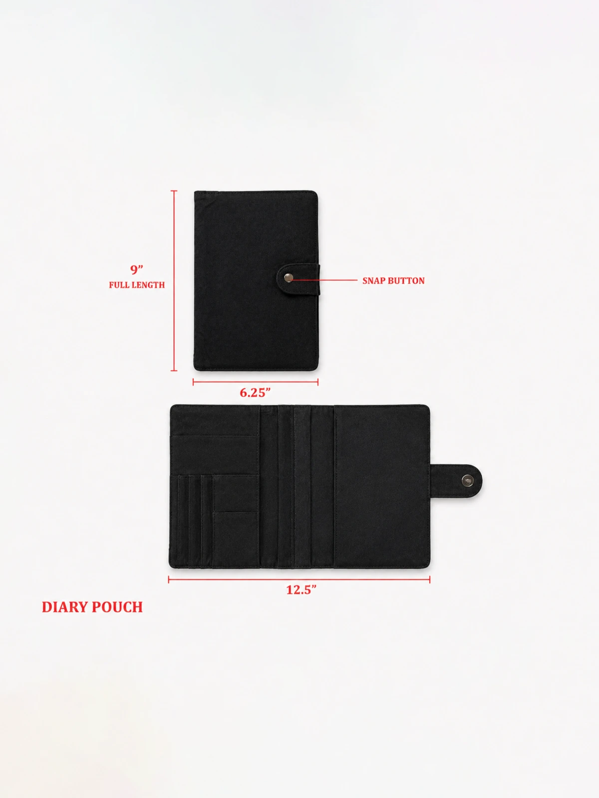 Black Diary Cover with Multi-Utility Pockets thumbnail 6