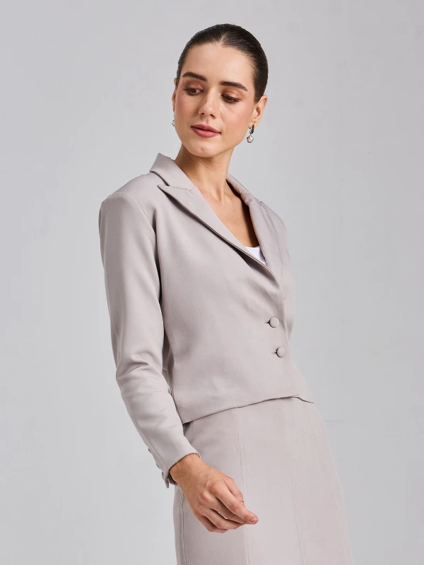 Light Grey Cropped Blazer for Women 3