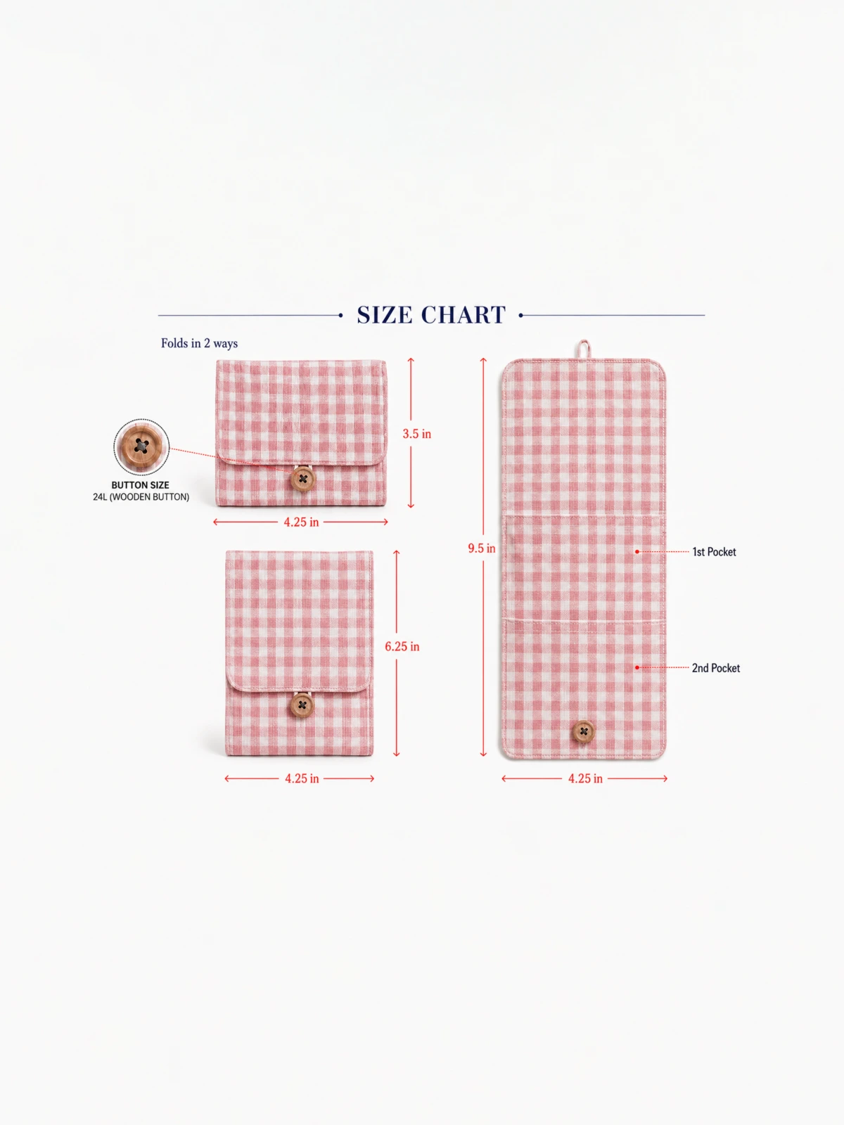 Light Pink Gingham Print Sanitary Pad Pouch thumbnail 19