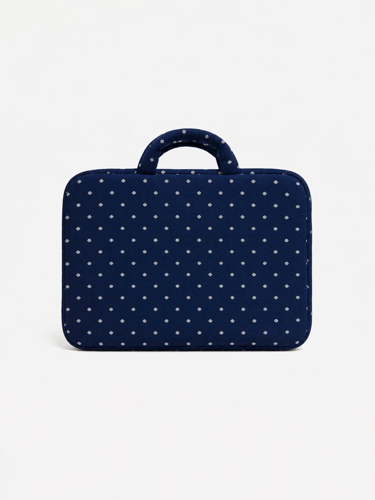 Navy Blue Diamond Print Laptop Sleeve Bag with Two Utility Pockets for MacBook thumbnail 5