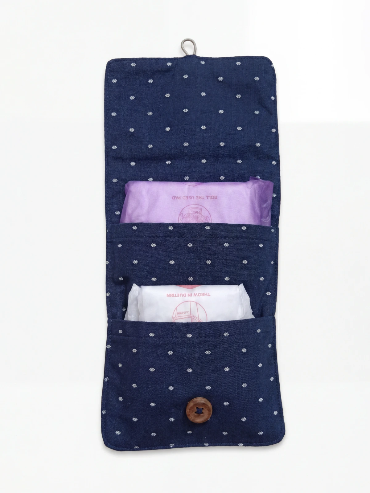 Navy Blue Diamond Drop Print Sanitary Pad Pouch thumbnail 18