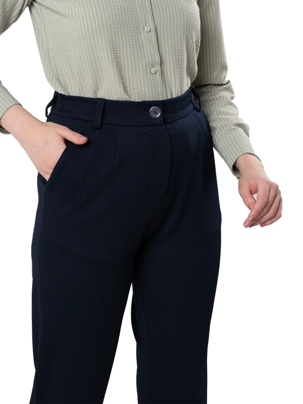 Indigo High-Waist Straight-Fit Trousers For Women 5