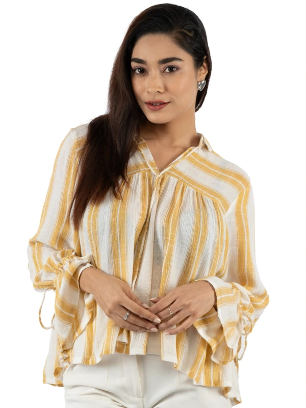 Yellow Striped Ploy Cotton Top 2