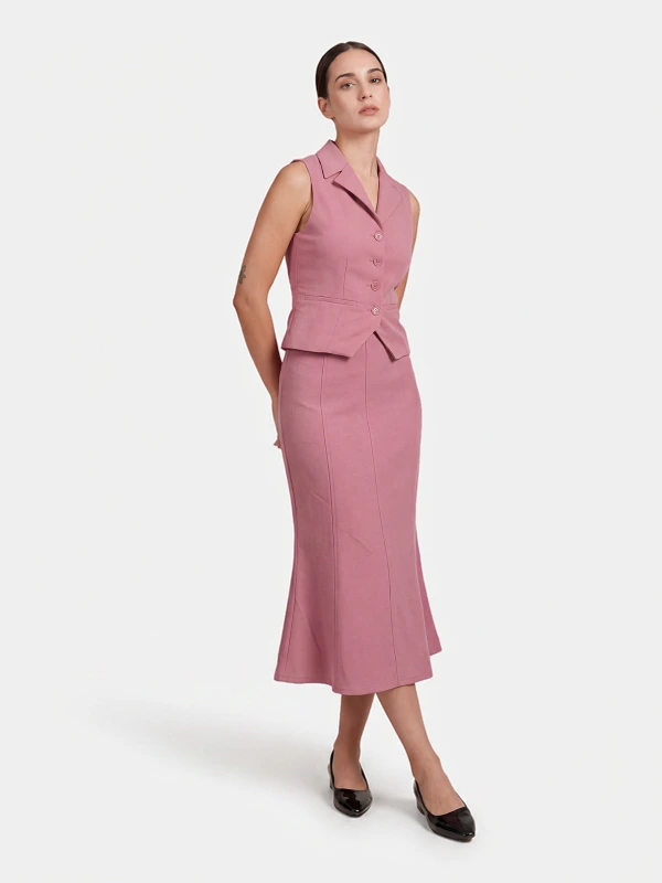 Peach Formal Waistcoat And Skirt Co-Ord Set 4