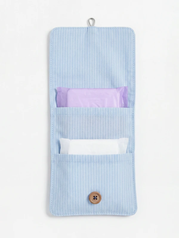 Light Blue Striped Sanitary Pad Pouch 4
