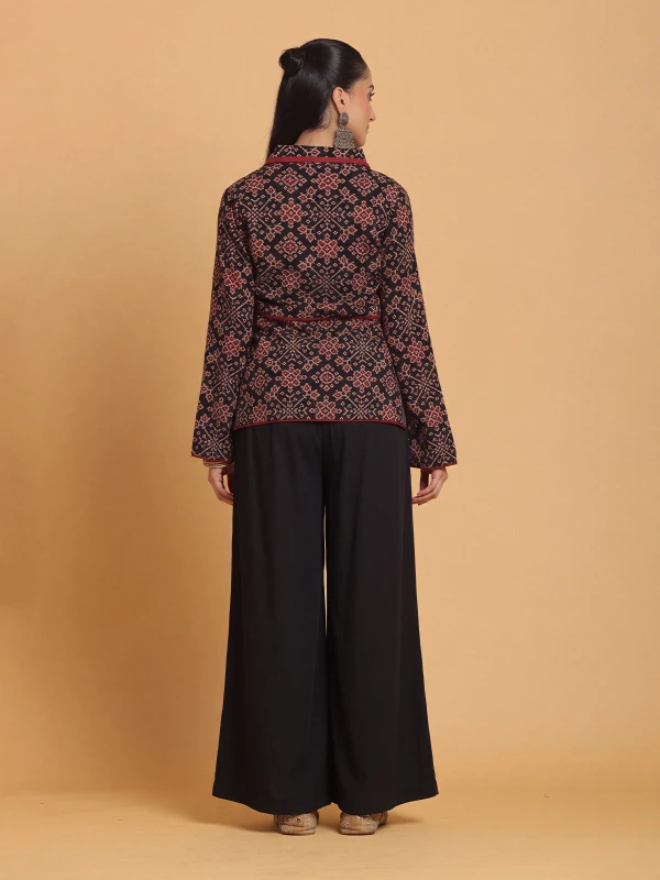 Black Ajrakh Printed Ethnic Top for Women 5