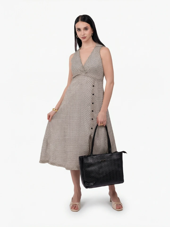 Off-White Printed Formal Fit & Flare Dress