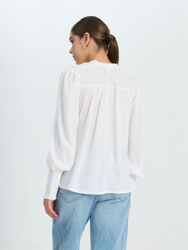 White Full Sleeve Tie Up Top For Women Zlataa 5