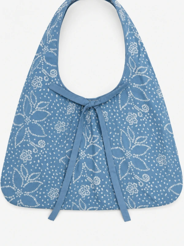 Blue Bandhani Printed Hobo Bag 6