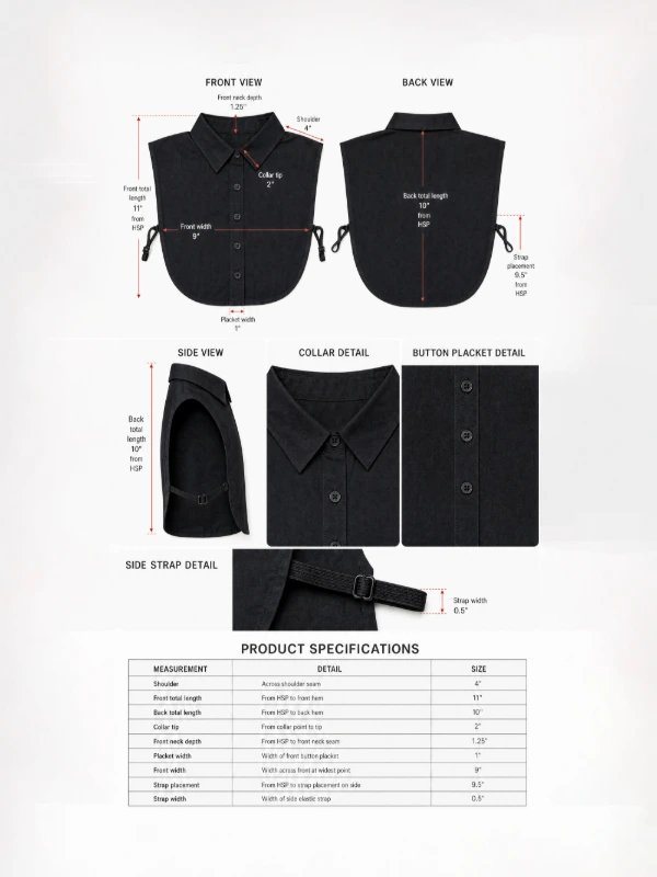Black Fake Shirt Collar 5
