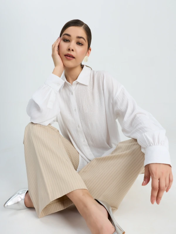 White Oversized Formal Shirt For Women 2