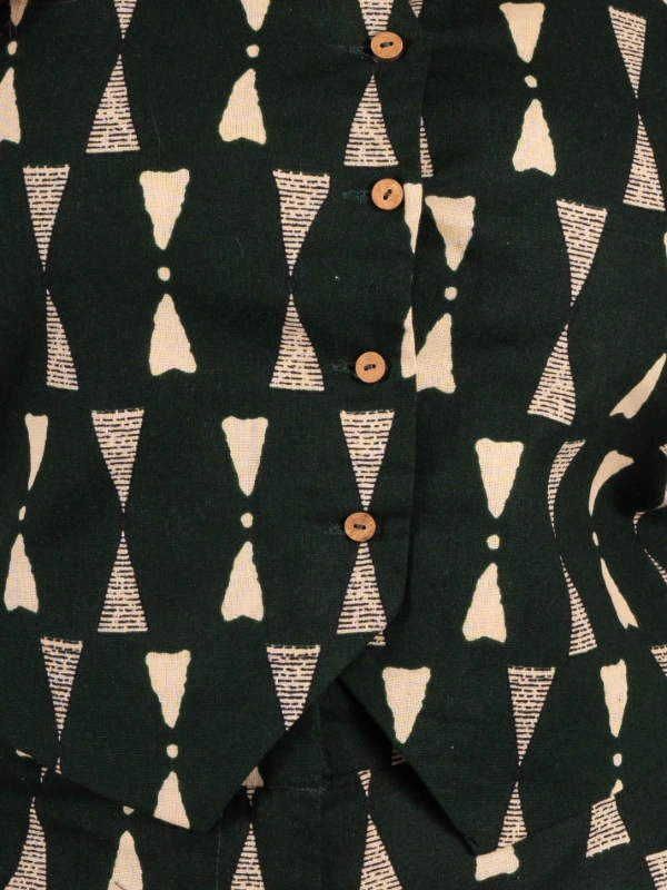 Green Printed Waistcoat & Trousers Cotton Co-ord Set 7