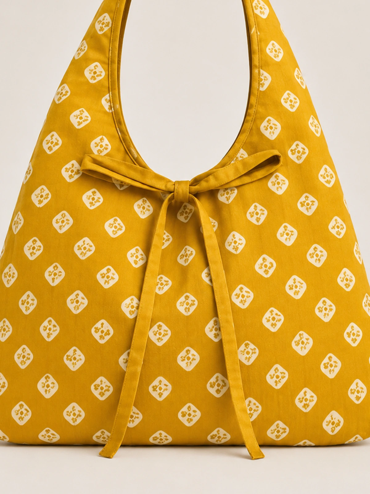 Yellow Bandhani Printed Hobo Bag thumbnail 7