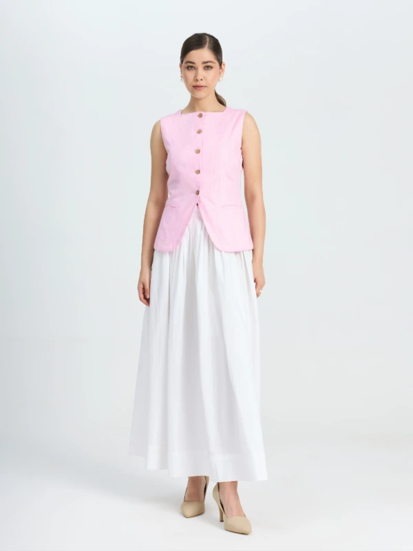 Pink High Square Neck Formal Waistcoat for women Zlaata 3