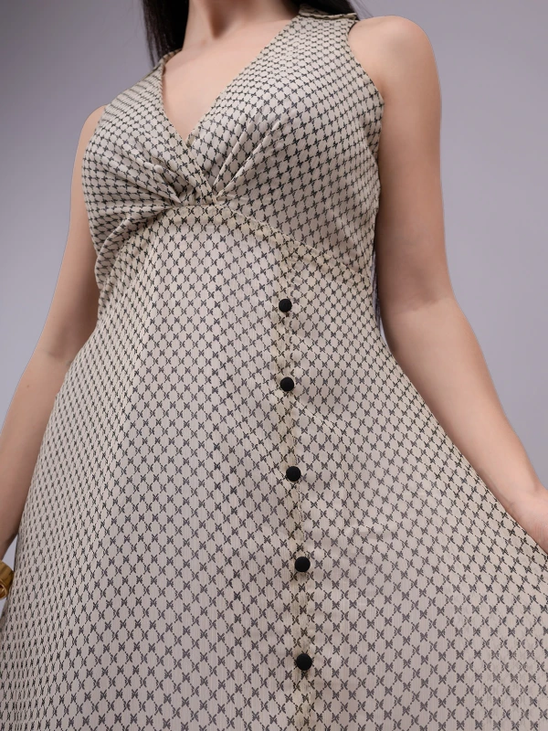 Off-White Printed Formal Fit & Flare Dress 6