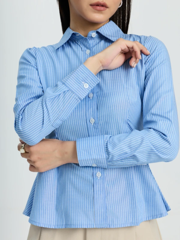Striped fit flare formal shirt 5