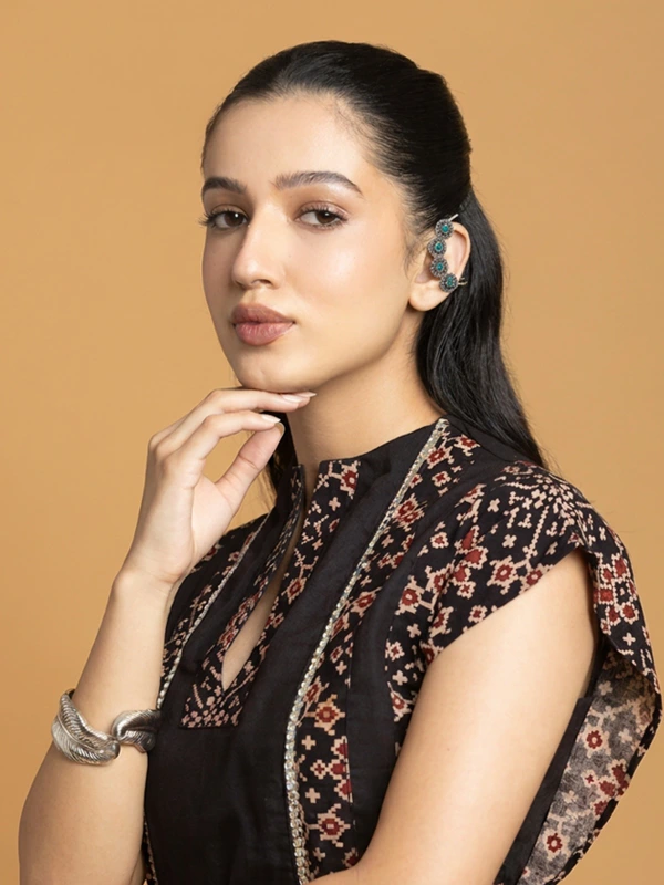 Black Ajrakh Panelled Peplum Top & Wide-Leg Trousers Ethnic Co-ord Set 5