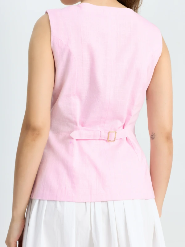 Pink High Square Neck Formal Waistcoat for women Zlaata 5