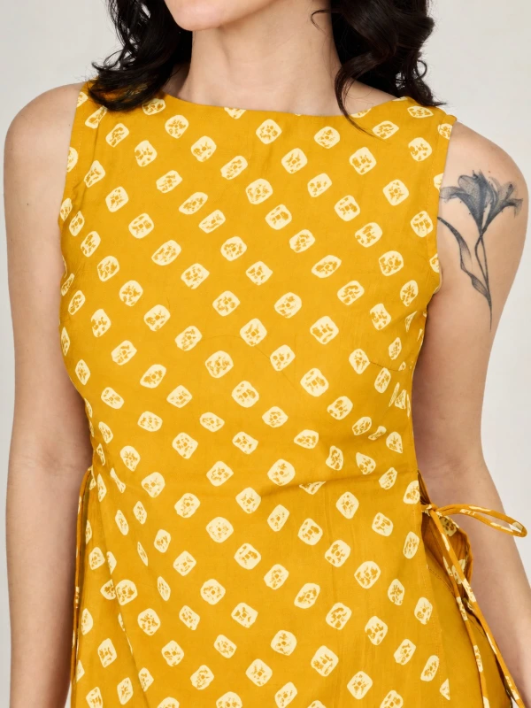 Yellow Bandhani Printed Long Kurta 3