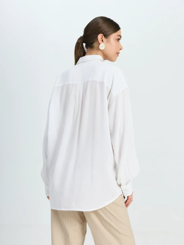 White Oversized Formal Shirt For Women 4