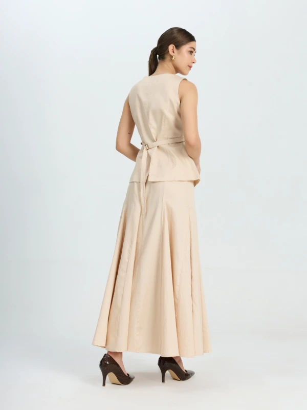 Waistcoat And Long Pleated Skirt Formal Co-ord Set 4