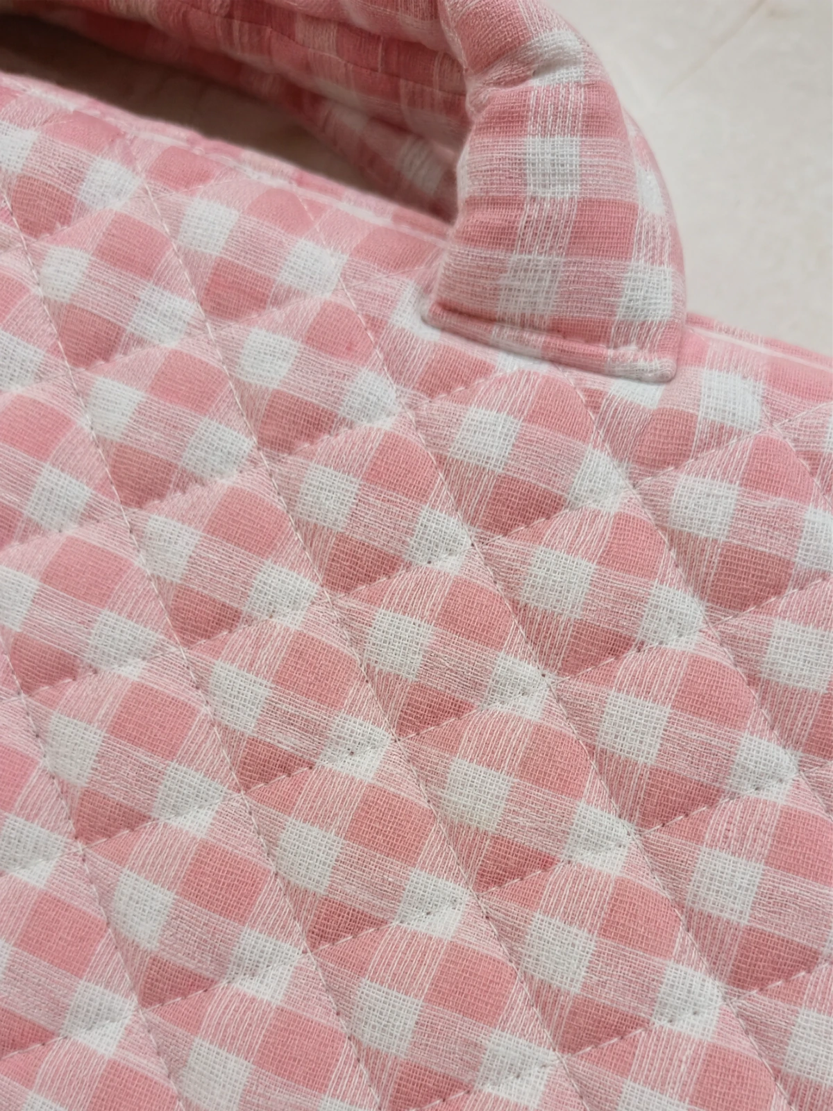 Light Pink Gingham Print Laptop Sleeve Bag with Two Utility Pockets for MacBook thumbnail 8