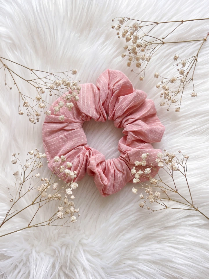 Peach Stripe Hair Scrunchie