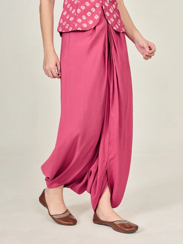 Pink Solid Dhoti Pants For Women 3