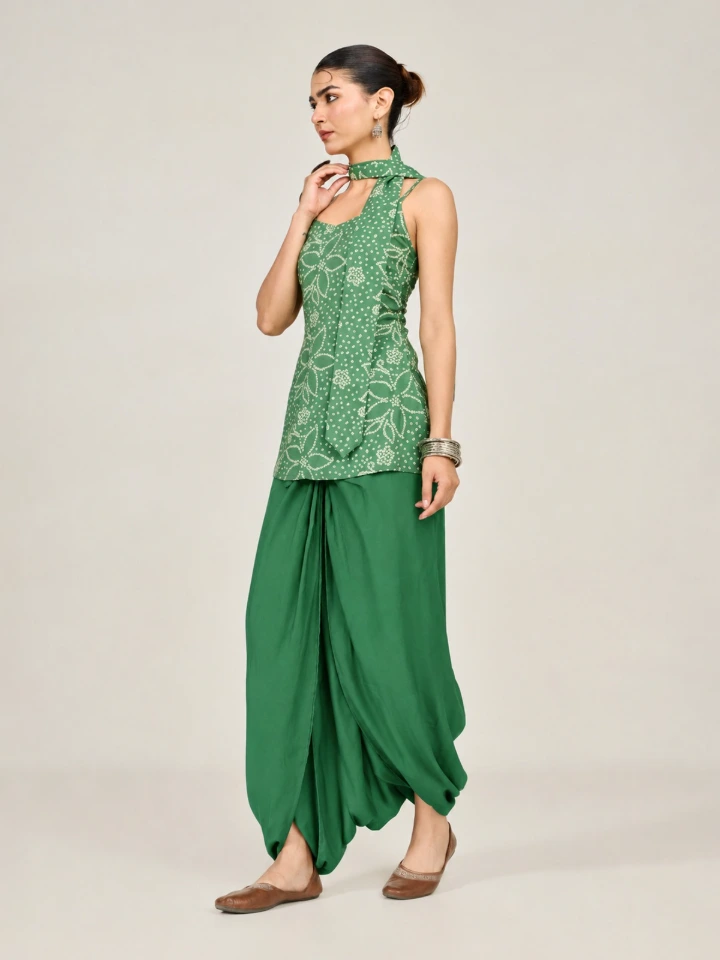 Green Solid Dhoti Pants For Women