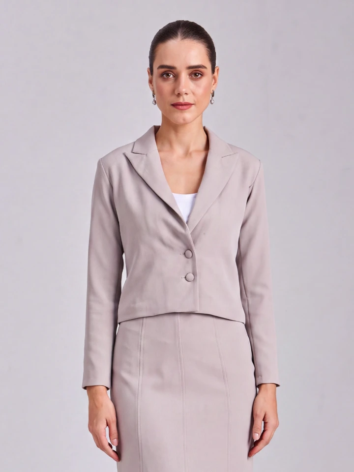 Light Grey Cropped Blazer for Women