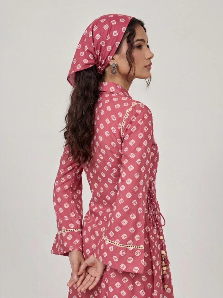 Pink Bandhani Printed Bandana headband