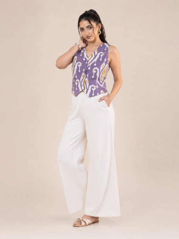 Off-White Cotton Palazzo Pants 3